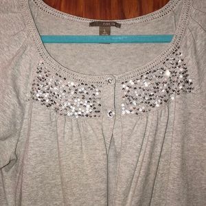 Pink Twill short sleeve cardigan sweater